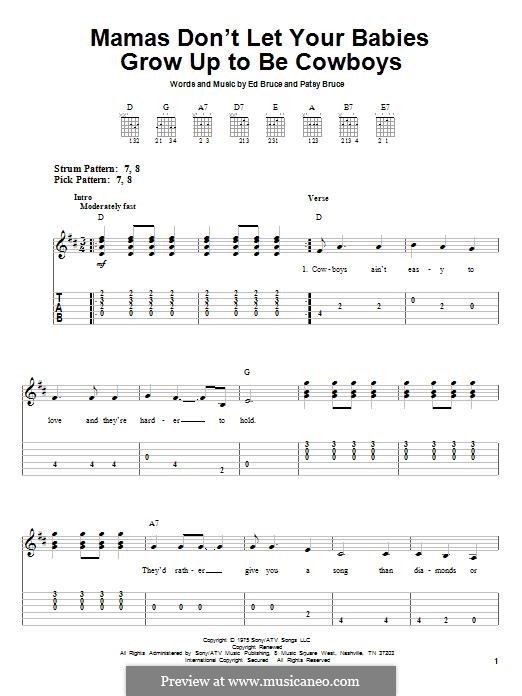Mammas don't Let Your Babies Grow Up To Be Cowboys (Waylon Jennings & Willie Nelson): Für Gitarre mit Tabulatur by Ed Bruce, Patsy Bruce