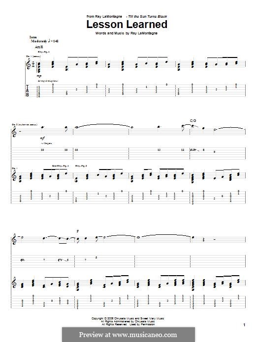 Lesson Learned: Für Gitarre mit Tabulatur by Ray LaMontagne
