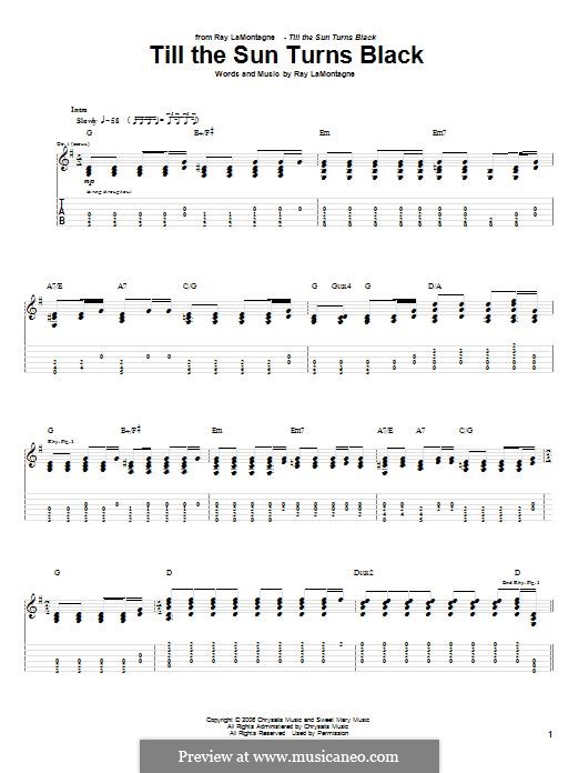 Till the Sun Turns Black: Für Gitarre mit Tabulatur by Ray LaMontagne