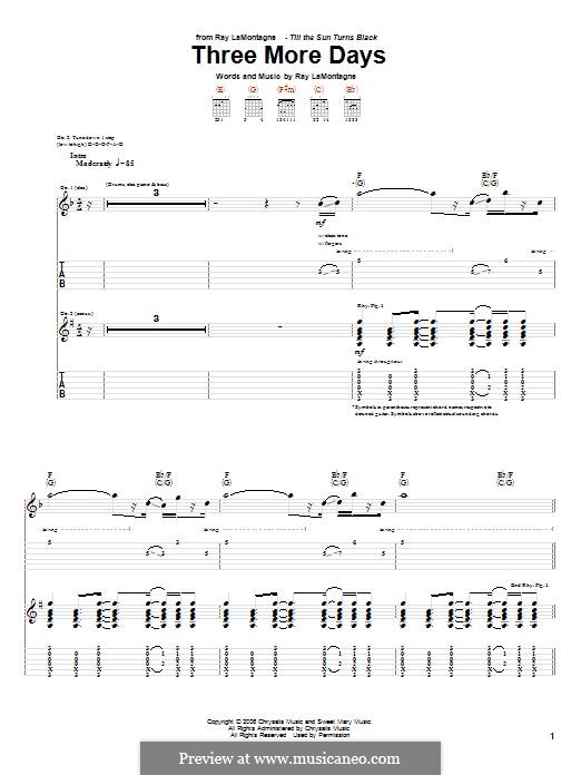 Three More Days: Für Gitarre mit Tabulatur by Ray LaMontagne