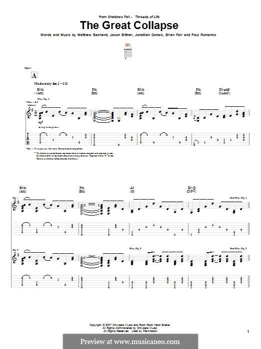 The Great Collapse (Shadows Fall): Für Gitarre mit Tabulatur by Brian Fair, Jason Bittner, Jonathan Donais, Matthew Bachand, Paul Romanko