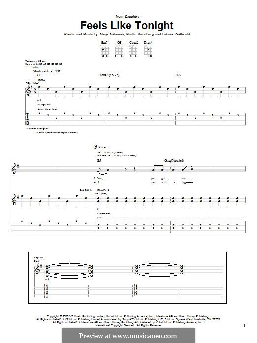Feels Like Tonight (Daughtry): Für Gitarre mit Tabulatur by Lukas Gottwald, Max Martin, Sheppard Solomon
