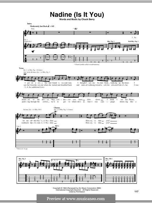 Nadine (Is It You): Für Gitarre mit Tabulatur by Chuck Berry