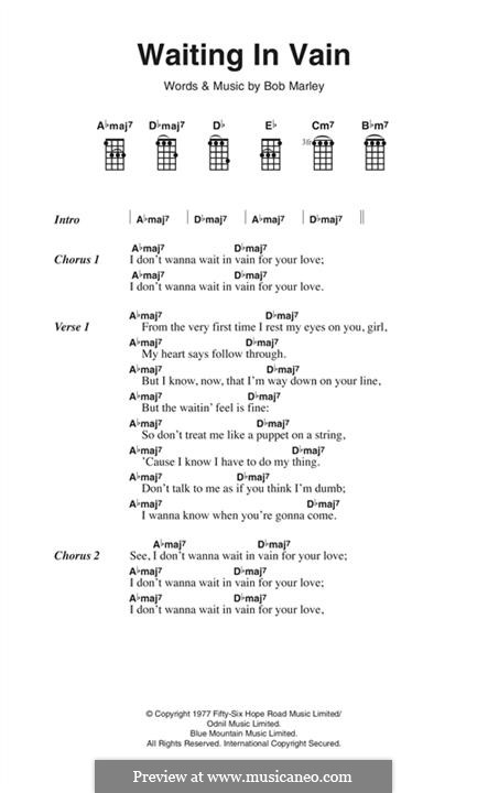 Waiting in Vain: Text und Akkorde by Bob Marley