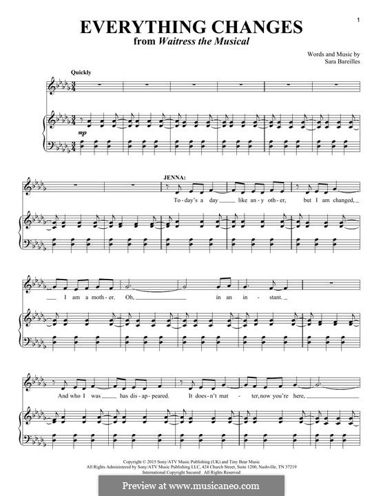 Everything Changes von S. Bareilles Noten auf MusicaNeo