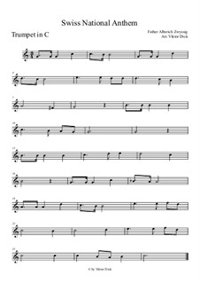 Schweizer Psalm (Swiss National Anthem): For trumpet in C by Alberich Zwyssig