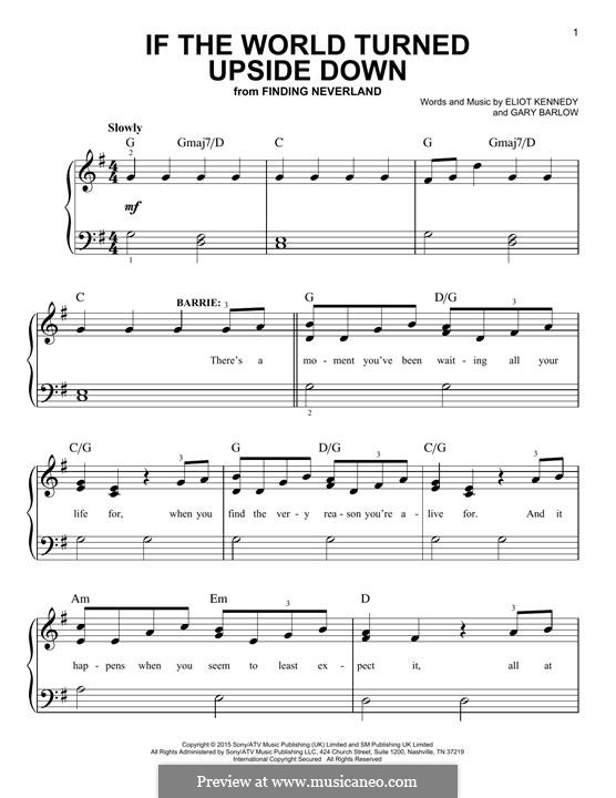 If the World Turned Upside Down (from 'Finding Neverland'): Für Klavier by Eliot Kennedy, Gary Barlow