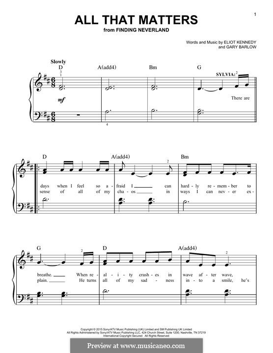 All That Matters (from 'Finding Neverland'): Für Klavier by Eliot Kennedy, Gary Barlow