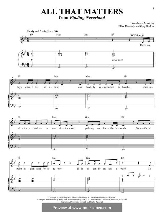 All That Matters (from 'Finding Neverland'): Für Stimme und Klavier by Eliot Kennedy, Gary Barlow