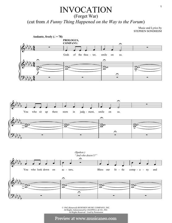 Invocation (Forget War): Für Stimme und Klavier by Stephen Sondheim