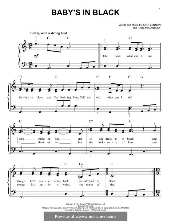 Baby's in Black (The Beatles): Für Klavier by John Lennon, Paul McCartney