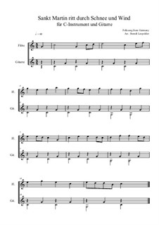 Sankt Martin ritt durch Schnee und Wind: For C-instrument and guitar (C Major) very easy version by folklore