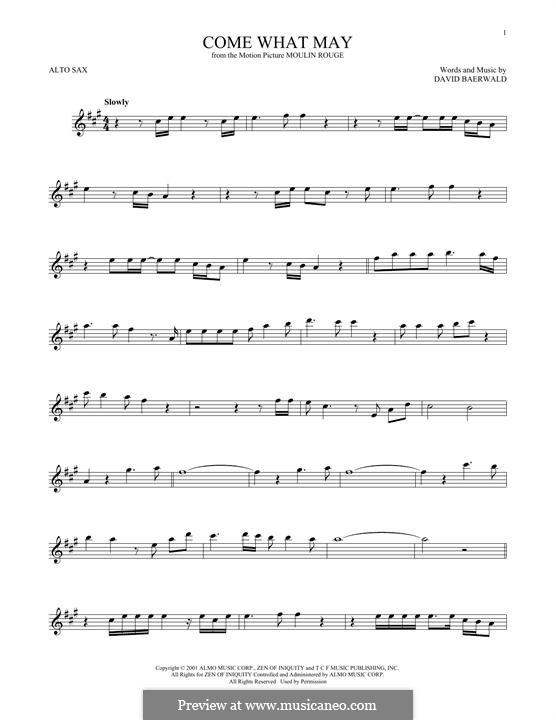 Come What May (from Moulin Rouge): Für Altsaxophon by David Baerwald