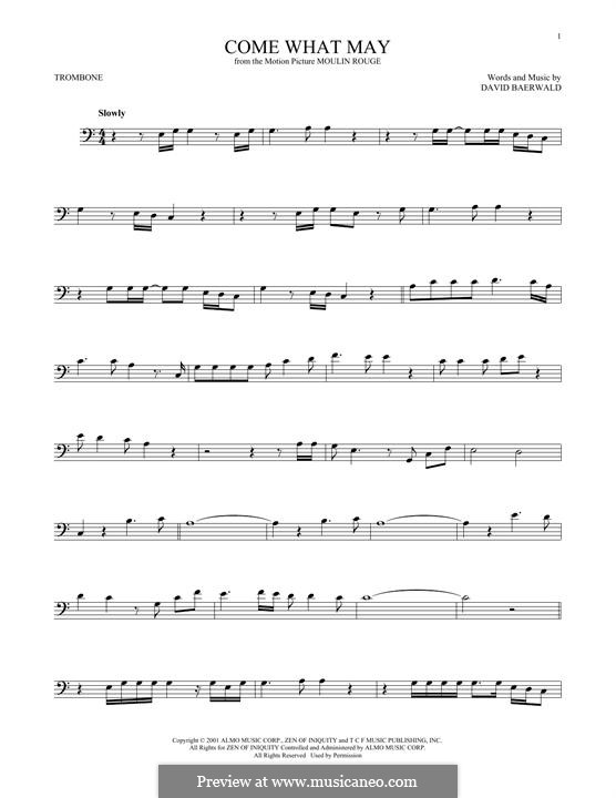 Come What May (from Moulin Rouge): For trombone by David Baerwald