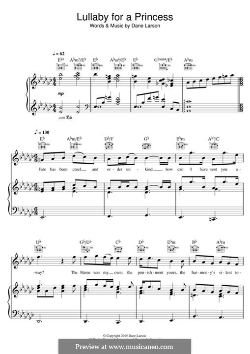 Lullaby for a Princess (Ponyphonic): Für Stimme und Klavier (oder Gitarre) by Dane Larson