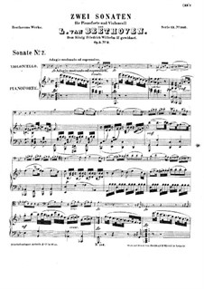 Sonate für Cello und Klavier Nr.2 in g-Moll, Op.5: Partitur by Ludwig van Beethoven