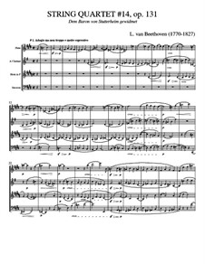 Streichquartett Nr.14 in cis-Moll, Op.131: Version for wind quartet by Ludwig van Beethoven