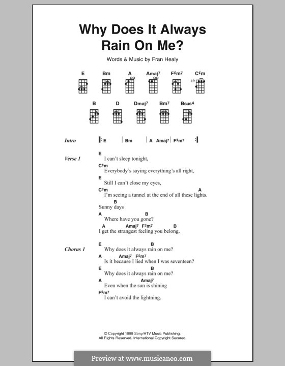 Why Does It Always Rain on Me? (Travis): Text und Akkorde by Fran Healy