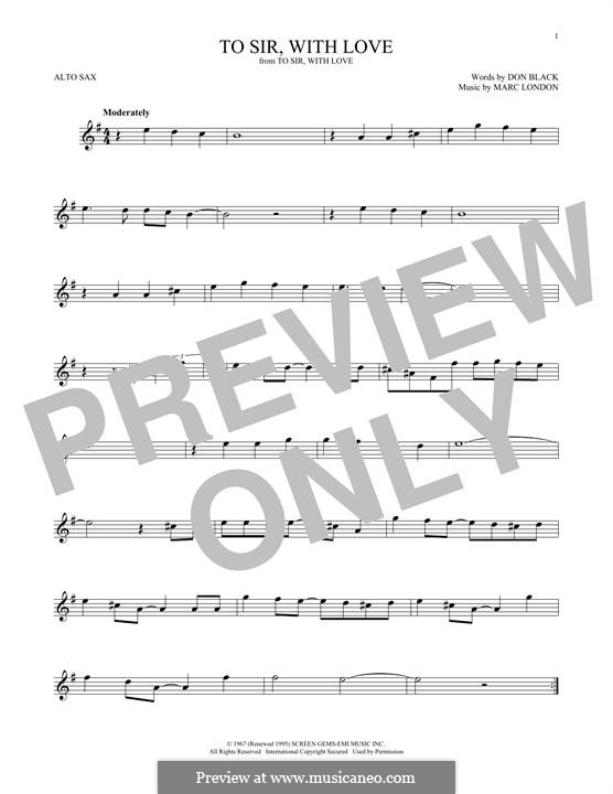 To Sir, with Love: Für Altsaxophon by Marc London