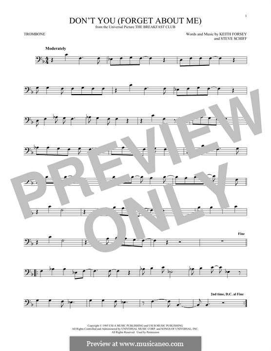 Don't You (Forget About Me): For trombone by Keith Forsey, Steve Schiff