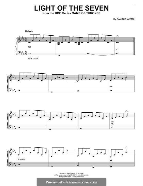 Light of the Seven (from 'Game of Thrones'): Für Klavier by Ramin Djawadi