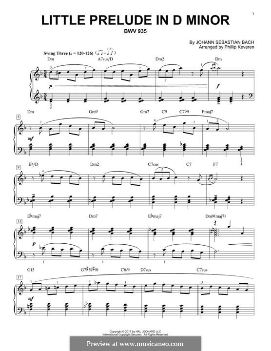 Prelude in D Minor, BWV 935: Für Klavier by Johann Sebastian Bach
