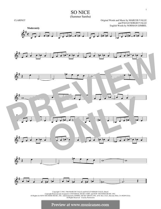 So Nice (Summer Samba): Für Klarinette by Marcos Valle, Paulo Sergio Valle