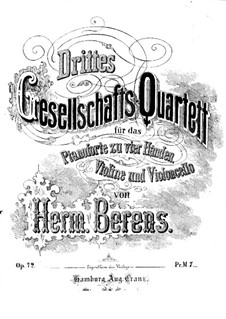 Gesellschaftsquartett Nr.3, Op.72: Klavierstimme by Johann Hermann Berens