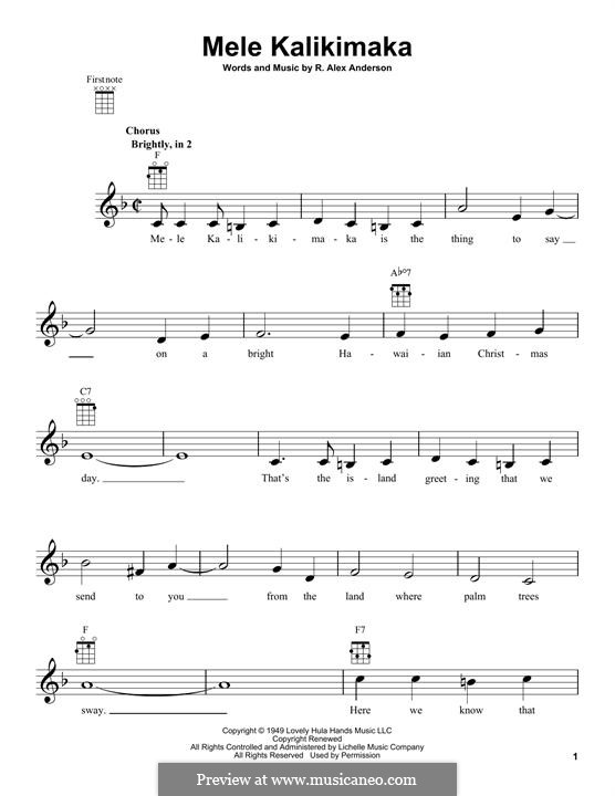 Mele Kalikimaka: Für Ukulele by Robert Alexander Anderson