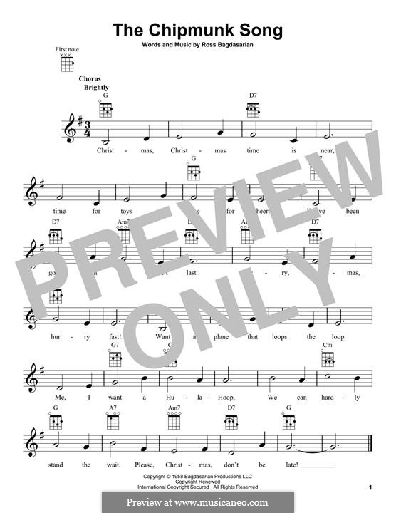 The Chipmunk Song (Alvin and the Chipmunks): Für Ukulele by Ross Bagdasarian