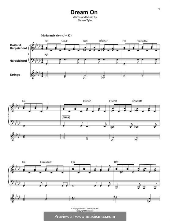 Dream On (Aerosmith): For violin, harpsichord and guitar by Steven Tyler