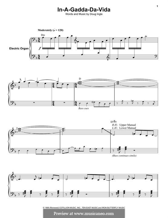 In-A-Gadda-Da-Vida (Iron Butterfly): Für Orgel by Doug Ingle