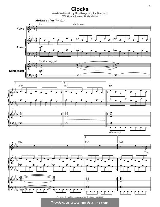 Vocal version: For voice, piano and synthesizer by Chris Martin, Guy Berryman, Jonny Buckland, Will Champion