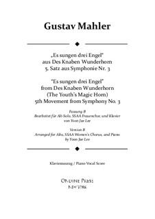 Sinfonie No.3 in d-Moll: Movement V. Version B for Alto solo, SSAA Chorus by Gustav Mahler