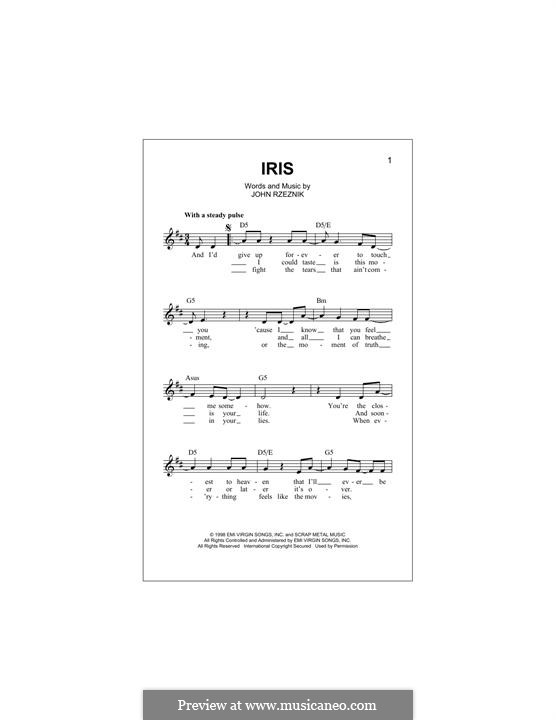 Iris (Goo Goo Dolls): Melodische Linie by John Rzeznik