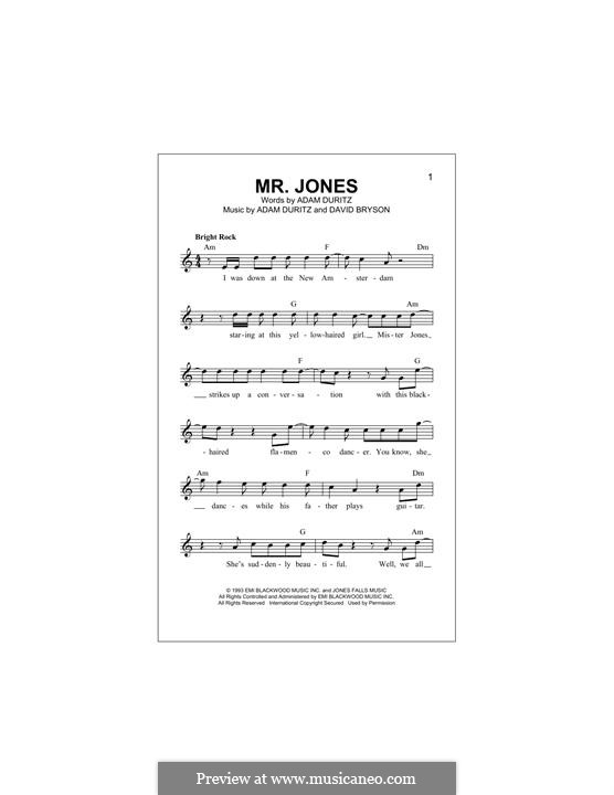 Mr. Jones (Counting Crows): Melodische Linie by Adam F. Duritz, David Bryson