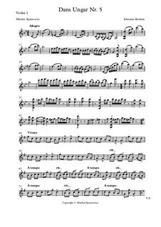 Tanz Nr.5 in fis-Moll: Für Streichquartett – Stimmen by Johannes Brahms