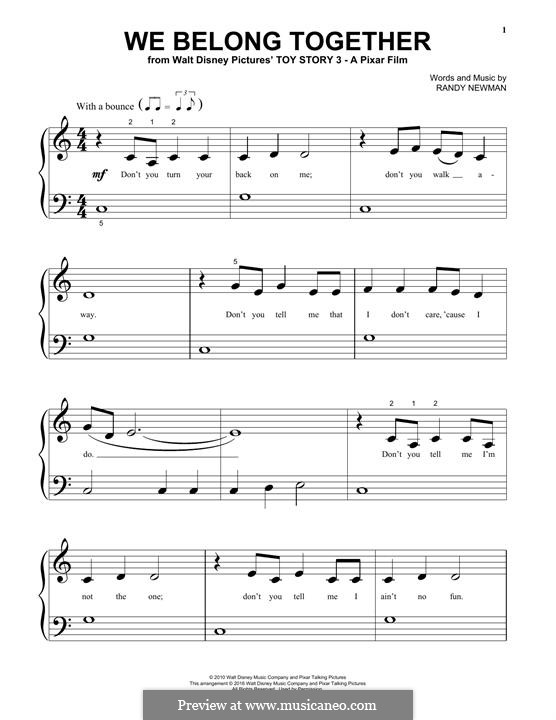We Belong Together (from Toy Story 3): Für Klavier by Randy Newman