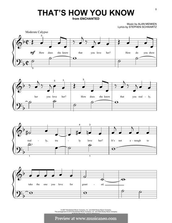 That's How You Know (from Enchanted): Für Klavier by Alan Menken