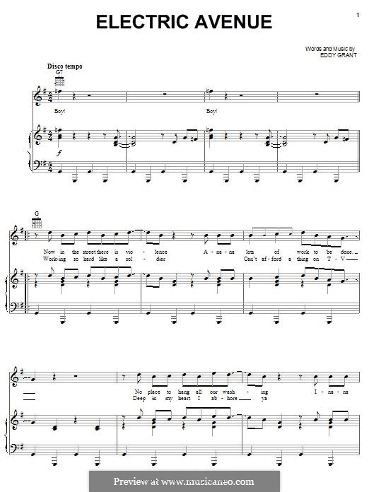 Electric Avenue: Für Stimme und Klavier (oder Gitarre) by Eddy Grant