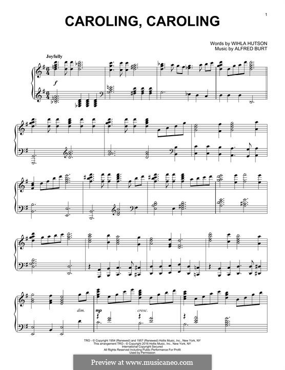 Caroling, Caroling (Nat King Cole): Für Klavier by Alfred Burt