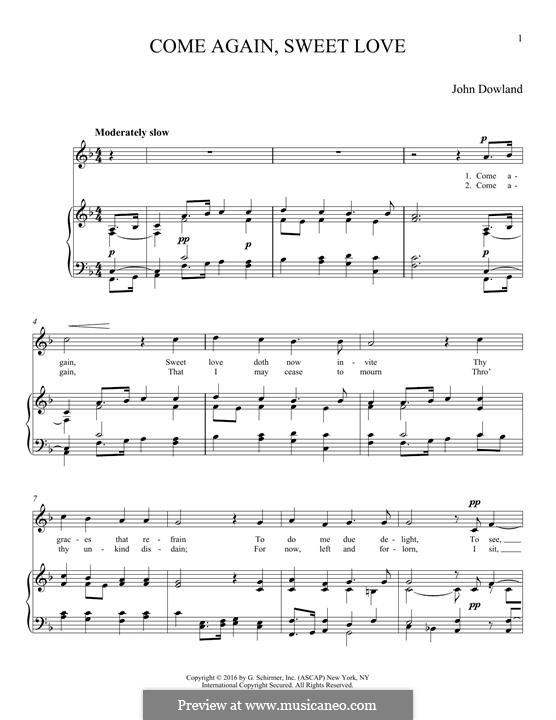 Come Again: Für Stimme und Klavier by John Dowland