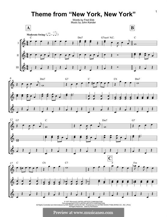 New York, New York (Frank Sinatra): Für Ukulele by John Kander