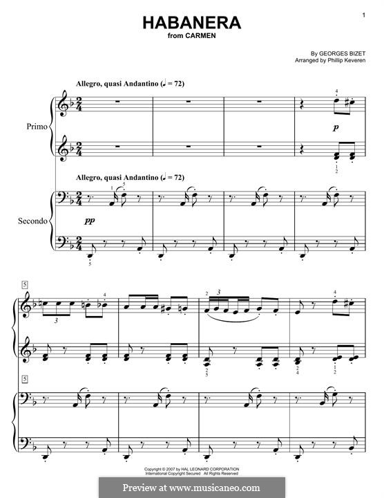 Habanera (Printable Scores): Für Klavier by Georges Bizet