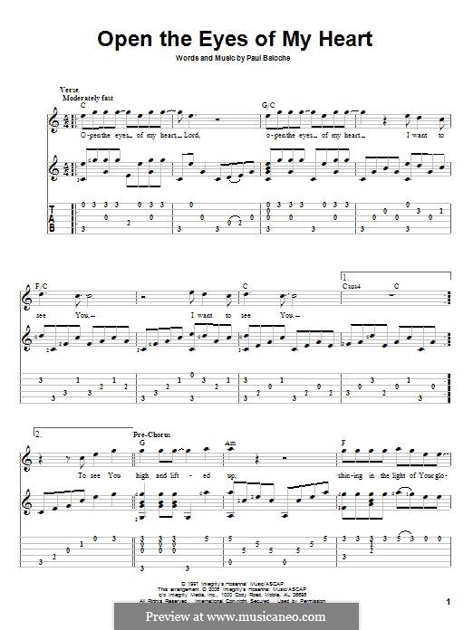 Open The Eyes Of My Heart Von P Baloche Noten Auf Musicaneo