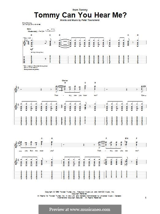 Tommy Can You Hear Me (The Who): Für Gitarre mit Tabulatur by Peter Townshend