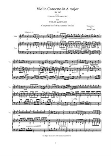 La stravaganza. Twelve Violin Concertos, Op.4: Violin Concerto No.5 in A Major. Version for violin and piano, RV 347 by Antonio Vivaldi