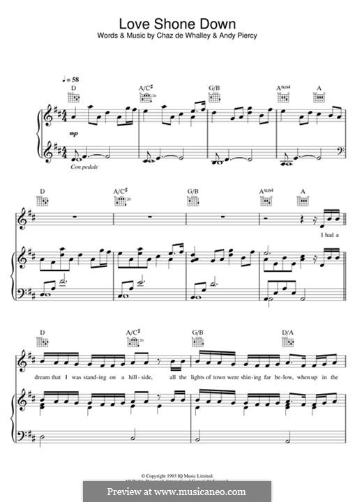Love Shone Down (Boyce and Stanley): Für Stimme und Klavier (oder Gitarre) by Chaz de Whalley, Andy Piercy