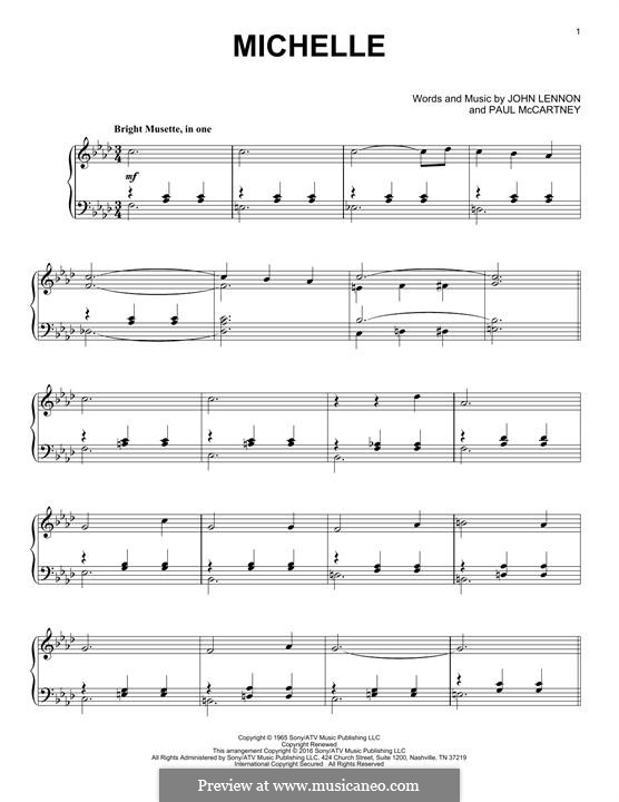 Michelle (The Beatles), for One Instrument: Für Klavier by John Lennon, Paul McCartney