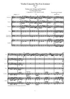 La stravaganza. Twelve Violin Concertos, Op.4: Violin Concerto No.4 in A Minor – score, parts, RV 357 by Antonio Vivaldi